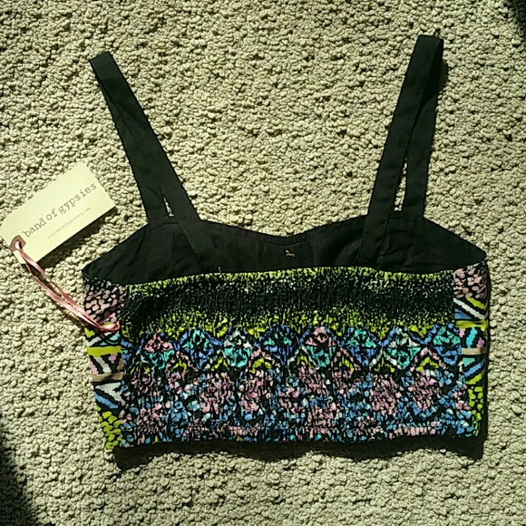 NWT Band of Gypsies Small Vibrant Stretch Crop Top - Picture 2 of 5